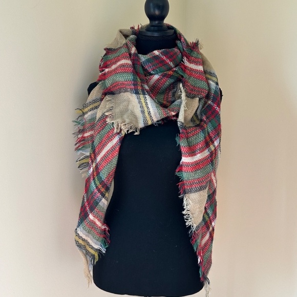 The Secret Pine Accessories - *CARMINA* Red x Green Plaid Fashion Scarf
